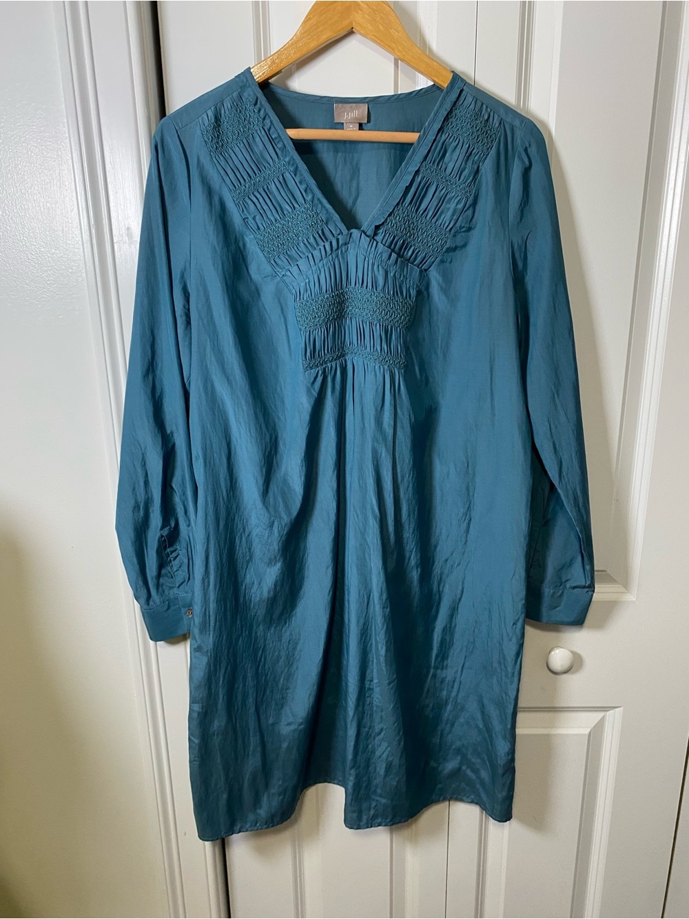 J. Jill Silk Blend Shift Dress Pintuck Detail